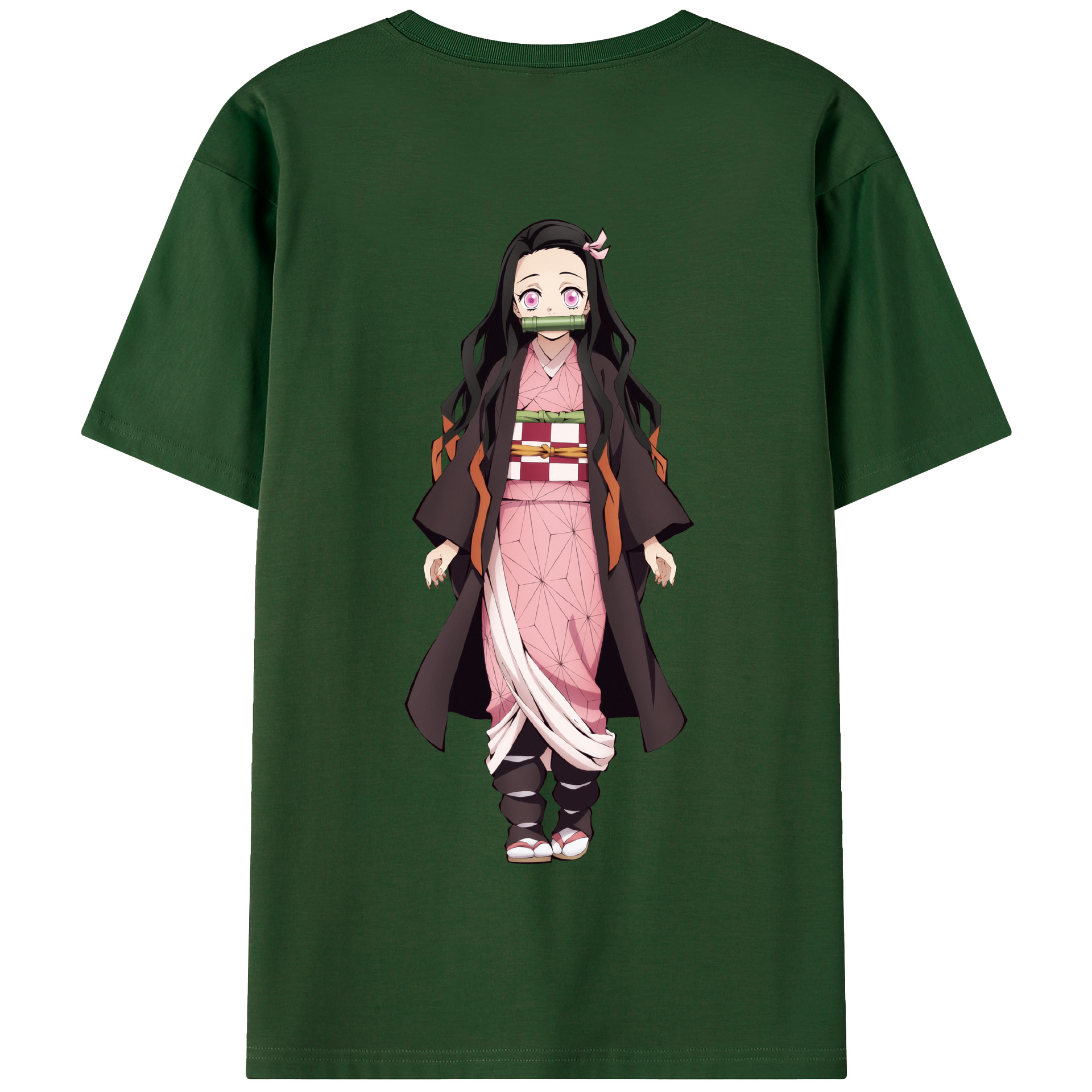 （画像用） 鬼滅の刃（きめつのやいば）竈門 禰󠄀豆子／かまど ねずこ Kamado Nezuko 綿100％半袖Tシャツ（背面プリント）